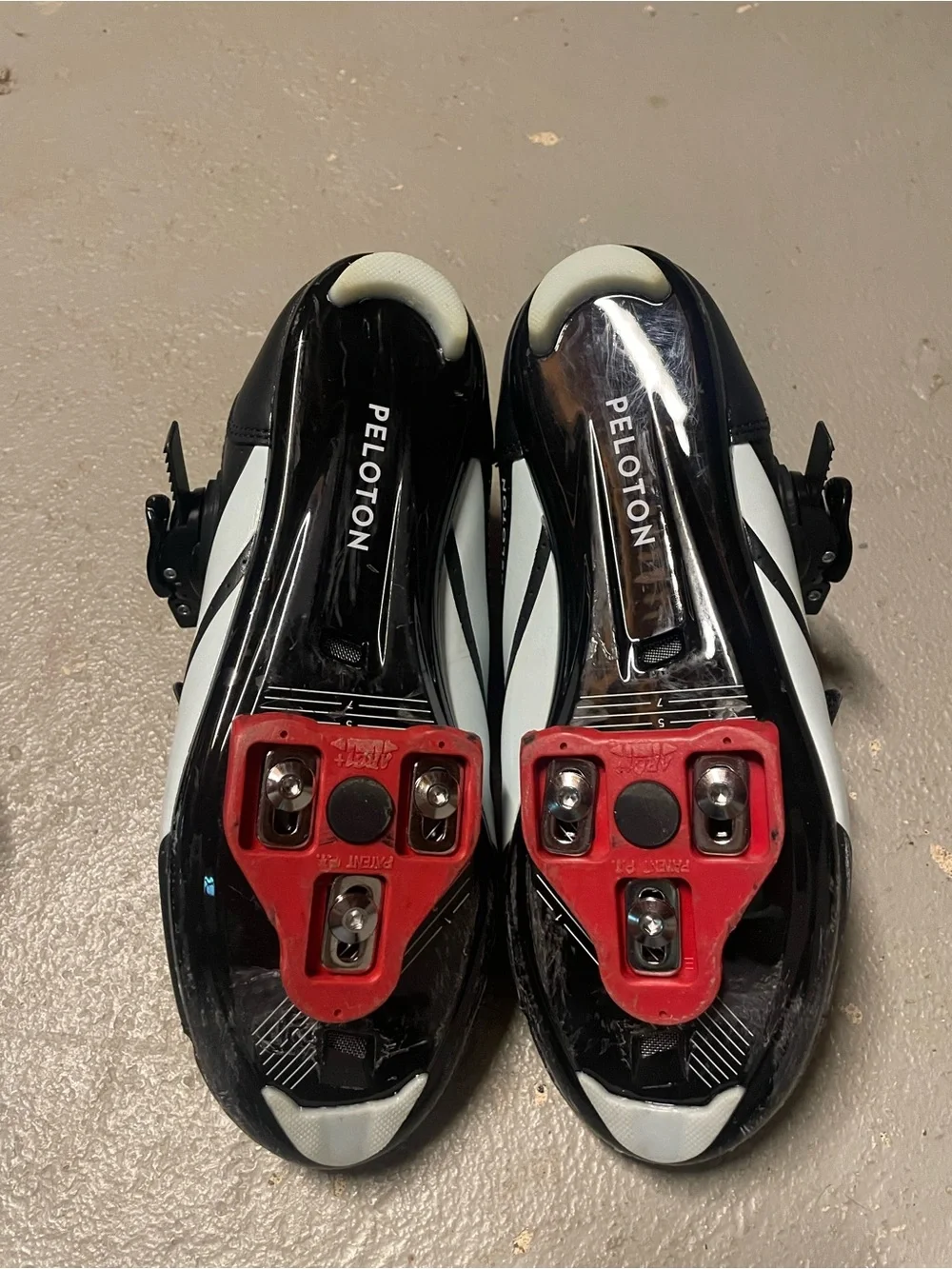 Peloton Black Athletic Cycling Shoes with Red Lining